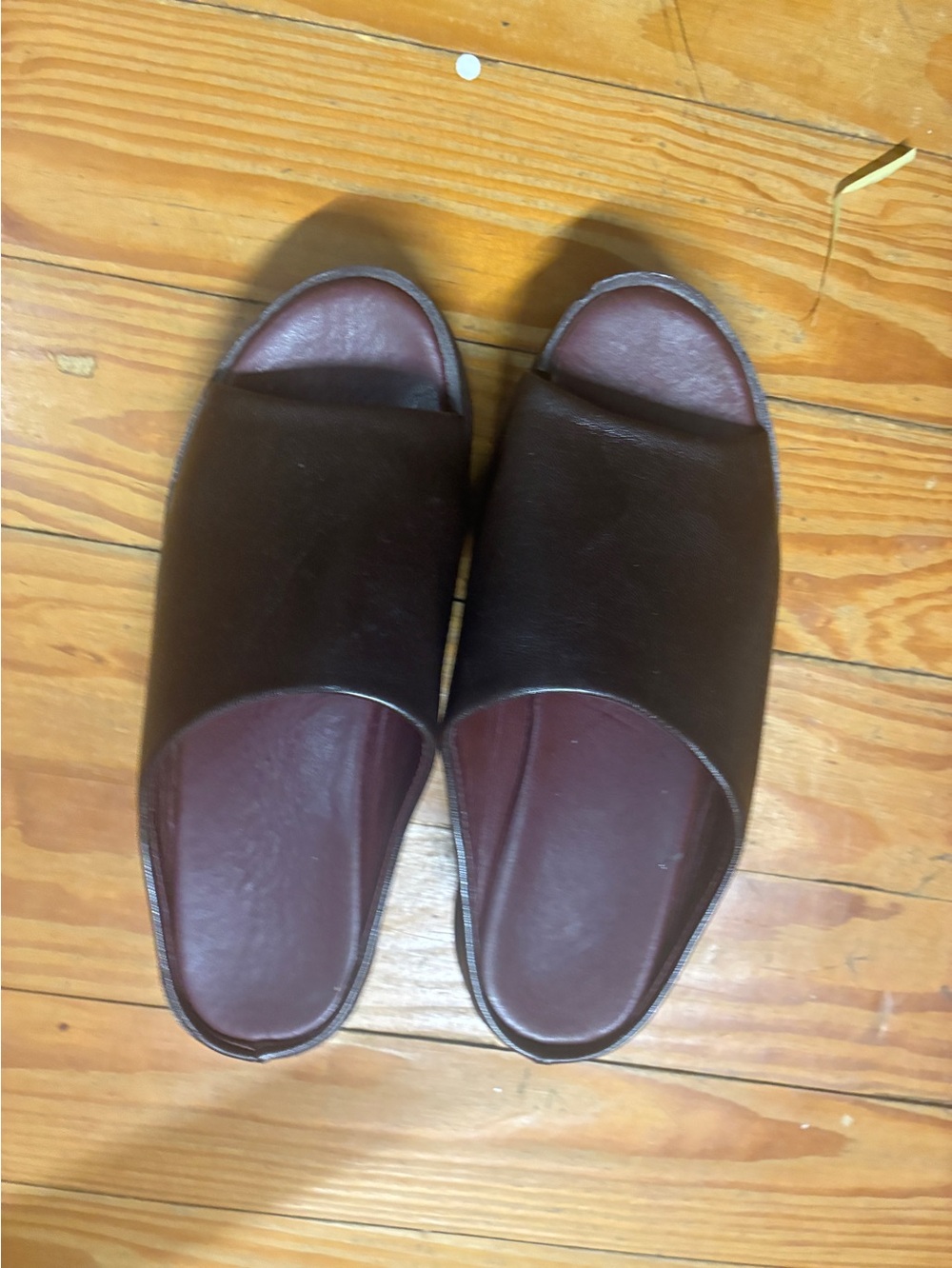 Women's Slide Mules in Dark Brown Leather